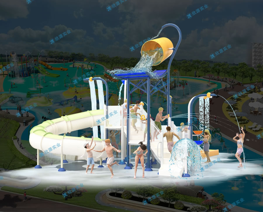 水上樂園兒童滑滑梯組合