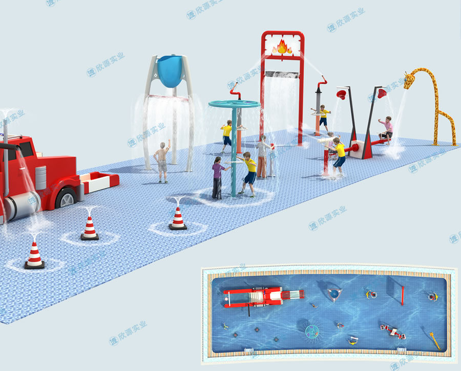 消防車造型水上組合滑梯