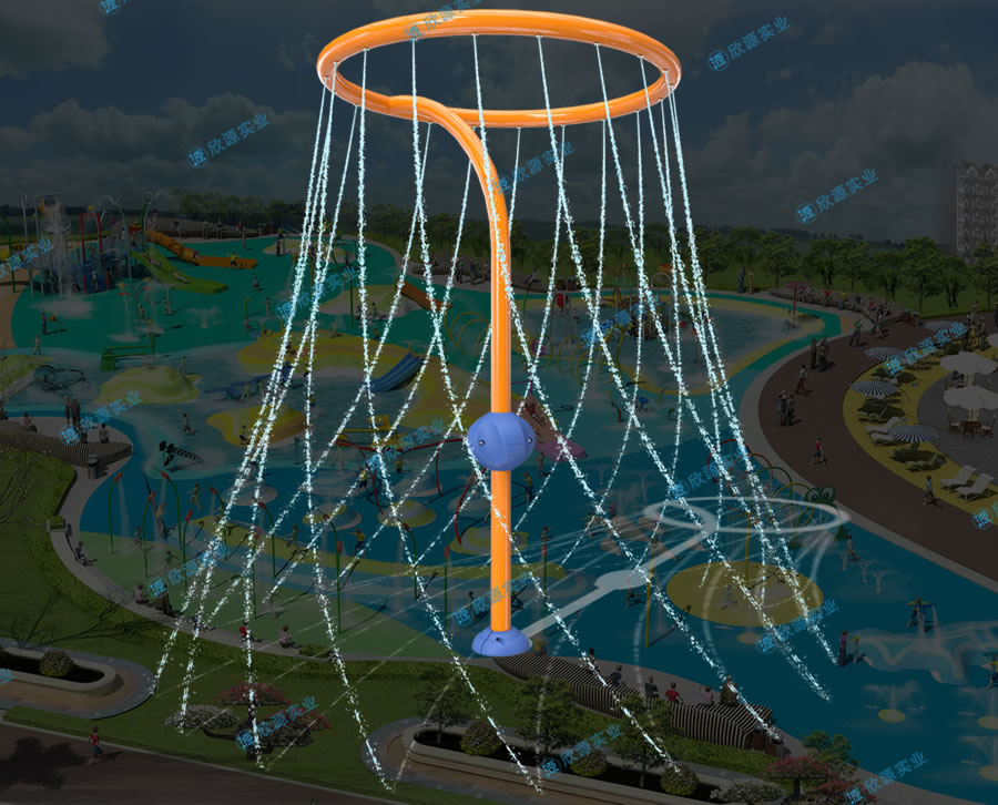 旋轉圓圈瀑布戲水小品設備