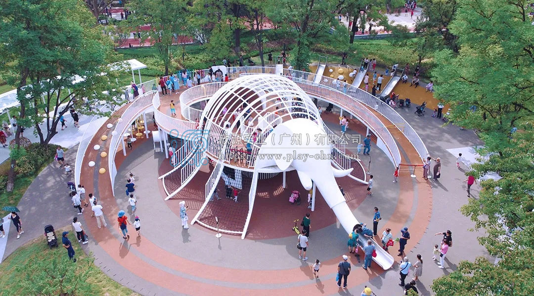 大象造型繩網(wǎng)攀爬滑梯組合設(shè)備